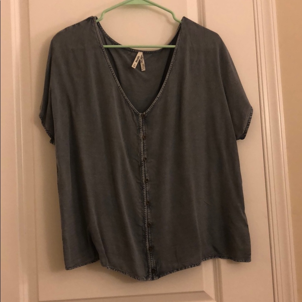 Denim button up top
